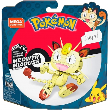 Mega Construx- Pokémon Personaggio Meowth Assemblabile Giocattolo per Bambini 1+ Anni, GKY98